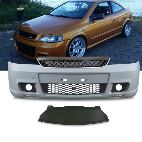 Opel Astra G Stoßstange vorne + Wabengrill+Kühlergrill Schwarz für OPC II +ABE