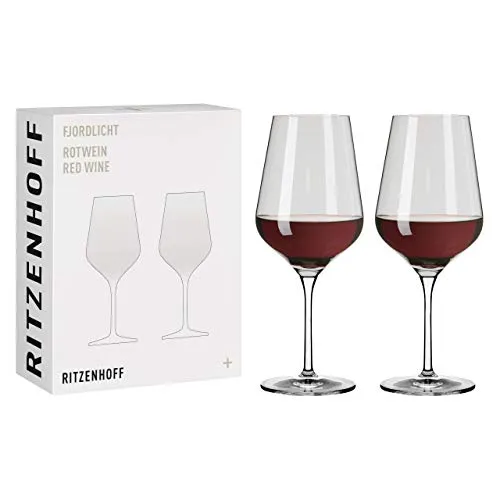 RITZENHOFF Rotweinglas 500 ml - Serie Fjordlicht Nr. 2, 2er Set mit Farbverlauf Grey - Rotweingläser aus hochwertigem Kristallglas, spülmaschinengeeignet und ideal für Rotwein und Schorle. Made in Germany, mit elegantem Farbverlauf für stilvolle Genussmomente.