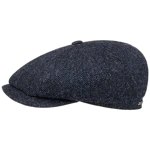 Stetson Hatteras Classic Wool Schiebermütze - Schirmmützen für Herren, aus hochwertiger Wolle für warmen Tragekomfort und zeitloses Fischgrätmuster, ideal für stilvolle Herbst- und Winteroutfits.