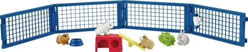 schleich 42500 Zuhause für Kaninchen und Meerschweinchen - Exklusives Spielset mit 4 Tierfiguren und variabel steckbarem Zaun für kreatives Spielen ab 3 Jahren