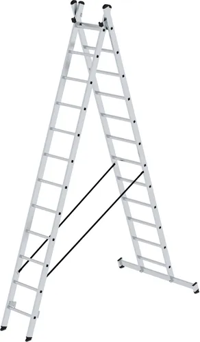 Sprossen-Mehrzweckleiter 2-teilig mit nivello®-Traverse 2x12 Sprossen – Hochwertige Aluminiumleiter