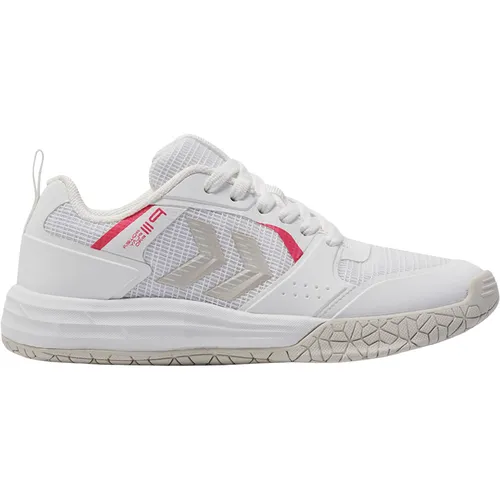 Hummel Piii Power Play Pro LC Kinder - weiss - Indoorschuhe mit sportlichem Design und hohem Tragekomfort, ideal für Schule und Freizeit. Robustes Obermaterial und flexible Gummisohle bieten Langlebigkeit und sicheren Halt.