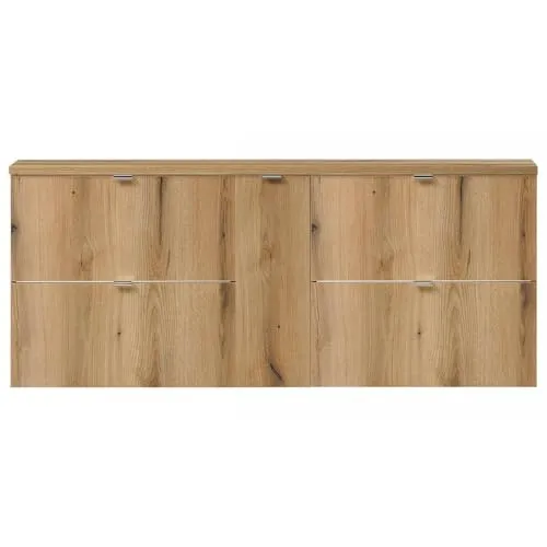 [en.casa] Doppelwaschtisch Skelbolu Unterschrank mit 1 Tür und 4 Schubladen - Unterschrank fürs Bad, elegantes Holzoptik-Design mit Softclose-Funktion und wandhängender Konstruktion für ein aufgeräumtes Badezimmer.