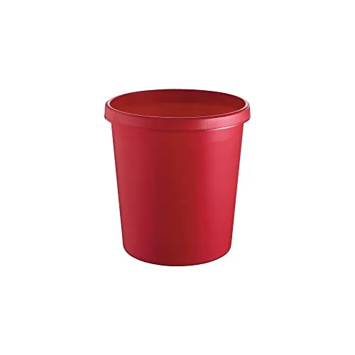 Helit H6123825 Papierkorb „the german“ - 6 Stück, 18 l, rot - Praktisches 6er Set Papierkörbe aus stabilem Kunststoff, ideal für Haushalt oder Büro. Mit 18 l Volumen und Griffrand für einfachen Transport, perfekt für Abfalltrennung.