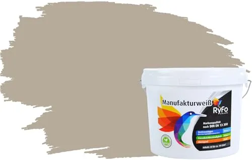 RyFo Colors Bunte Wandfarbe Manufakturweiß Kieselgrau 3l - Hochwertige Innenfarbe mit Deckkraftklasse 1 - Premium-Innenwandfarbe für harmonische Wohnräume. Maximale Deckkraft und hohe Widerstandsfähigkeit sorgen für ein edles Farbergebnis und langlebige Wände. Einfache Verarbeitung für stressfreies Renovieren.