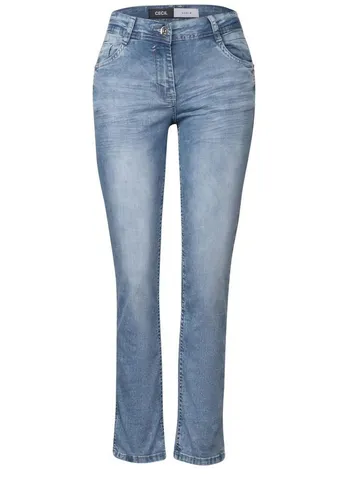 Comfort-fit-Jeans CECIL für Damen, Gr. 26, light blue wash - Stylische Jeans im Casual Fit mit Straight Legs und Turn-Up Detail. Der Stretchanteil sorgt für maximalen Tragekomfort. Ideal für einen lässigen Look!