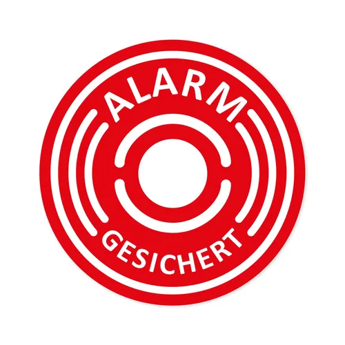 5er Aufkleber-Set Alarm-gesichert I hin_463 I Ø 4 cm