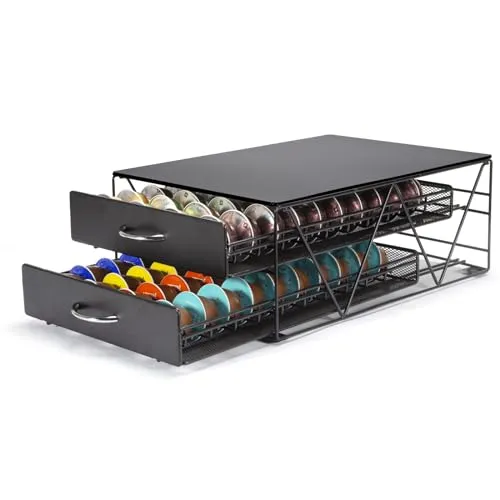 SYSYLY Kapselhalter,Kaffeekapseln Aufbewahrung von 80 Kapseln,2-Tier Kapselschublade kompatibel für Tchibo Cafissimo,Vertuoline Kapseln.