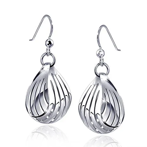 MATERIA Damen Ohrringe Creolen aus 925 Sterlingsilber - Elegante Tropfen Ohrhänger aus 925 Sterlingsilber, rhodiniert für zusätzlichen Schutz gegen Anlaufen. Ideal für besondere Anlässe, geliefert in einer edlen Schmuckbox.