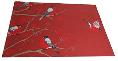 beties - Beeren Vögel -, Platzset ca. 35x45 cm, Vogel Bird Baum im Landhausstil Reine Baumwolle Farbe (Marsala)