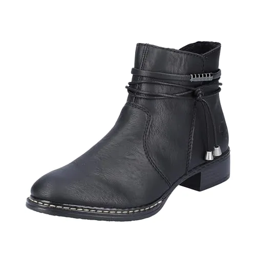 Elegante Cowboy Stiefelette RIEKER für Damen, Gr. 41 - Schicke Westernstiefelette aus Lederimitat mit Zierbändern und schmaler Form, ideal für stilvolle Outfits.