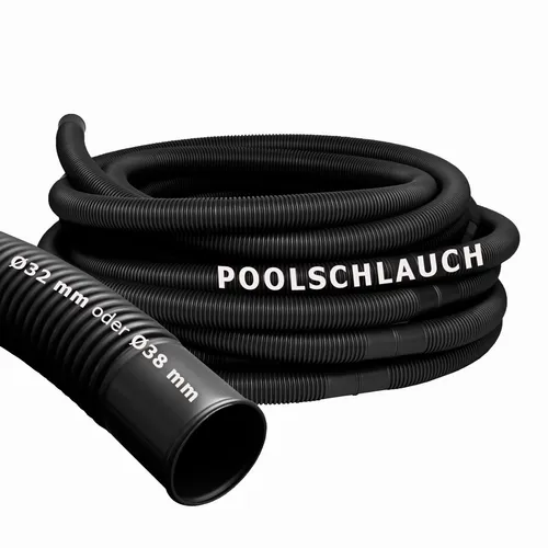 Pondlife Pool- und Solarschlauch schwarz, Ø 38 mm, Länge 12 m Original aus Europ