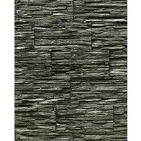 EDEM 1003-34 Tapete Steintapete Naturstein Bruchstein hochwaschbar Schwarz Grau 10,05 m x 0,53 m 5,33 m2 Schwarz