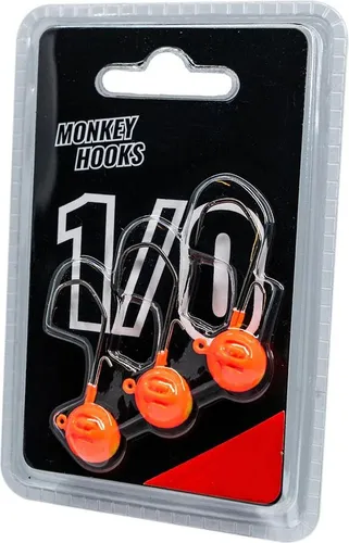 MONKEY LURES Monkey Hooks 1/0, Jighaken, Orange Gelb, 10g, MH10OG10