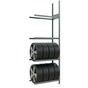 Schulte Anbauregal 20983 für Reifenregal, 4 Ebenen, 150kg pro Ebene - Werkstatteinrichtung für bis zu 16 Reifen, reifenschonende Lagerung durch spezielle Traversen, schnell montierbar und made in Germany.