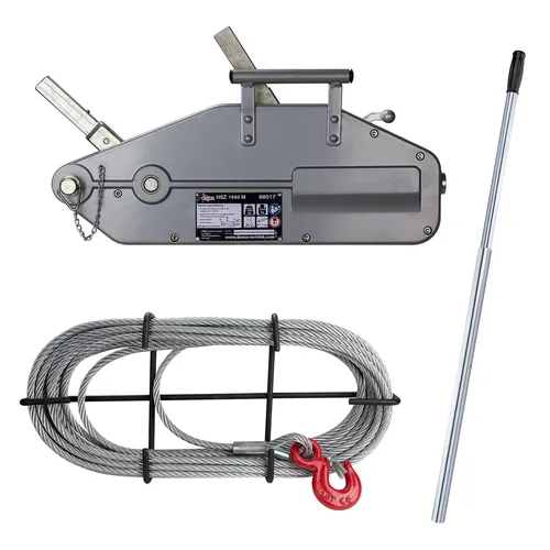 Dema Handseilwinde 1,6 t – Robuste Seilwinde mit 20 m Spezialseil - Handwinden, 1,6 Tonnen Tragkraft, Überlastschutz und Aluminiumgehäuse. Ideal zum Ziehen, Spannen und Halten von Lasten – zuverlässig und langlebig.