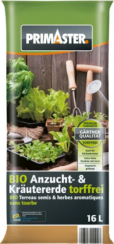 Primaster Bio Kräuter- & Anzucht Erde torffrei 16 L