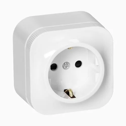 ToDo Wandsteckdose Schuko IP20 16A - Weiß - Praktische Aufputz Steckdose für Altbausanierungen. Ideal für private und professionelle Installationen, robustes Design, einfach zu reinigen und platzsparend.