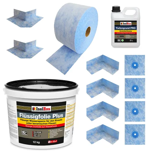 Dichtset Flüssigfolie 12 kg Dichtband Dichtecken für Dusch und Bad Abdichtung !