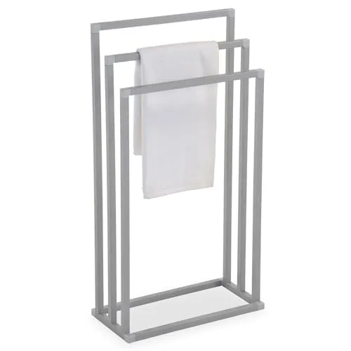 IDIMEX Handtuchständer KUNO - Freistehender Handtuchhalter ohne Bohren, aus robustem Metall in elegantem hellgrau, ideal für ein modernes Badezimmer.
