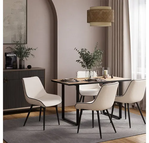 Vicco Esstisch Livorno, Schwarz/Goldkraft Eiche, 140 x 70 cm - Esszimmertisch mit elegantem Design, ideal für gesellige Mahlzeiten. Robuste 16mm Spanplatte und pulverbeschichtete Metallfüße sorgen für Langlebigkeit und Pflegeleichtigkeit.