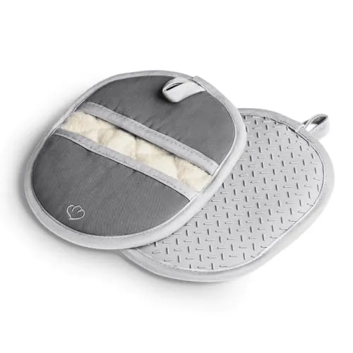 SPRINGLANE Topflappen-Set 2-TLG. Grau, Silikon & Baumwolle, hitzebeständig