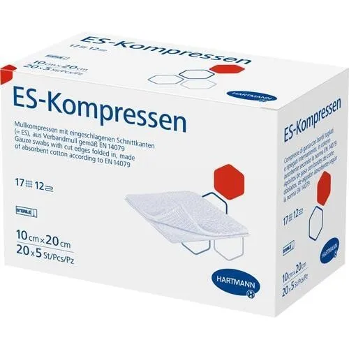 Hartmann ES-Kompressen 10 x 20 cm - 100 Stück, steril - Kälte- & Wärmekompressen zur Behandlung von Schmerzen & Fieber, ideal für schnelle Linderung und steril verpackt für höchste Hygiene.