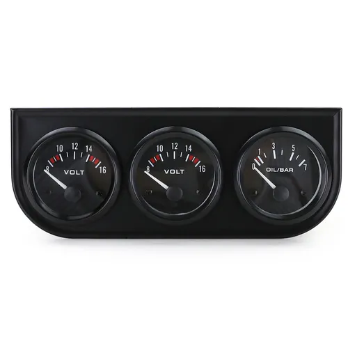 Zusatz Instrumente 3er Set Öltemperatur Volt Öldruck Youngtimer Retro Schwarz