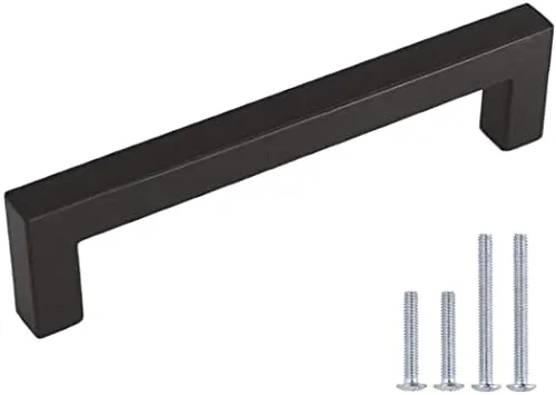 LONTAN 10 Stück Schrankgriffe Schwarz Küchengriffe 96mm Bohrlochabstand Möbelgriffe Schwarz Türgriff Modern Griffe für Küchenschränke Schwarze Griffe Küche Griffe Möbel