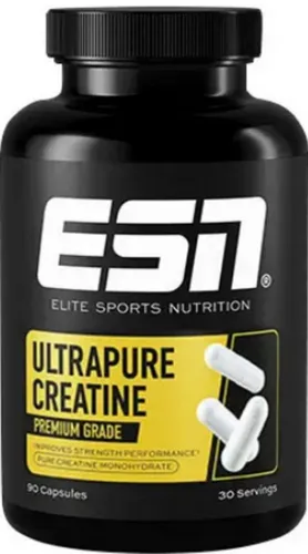 ESN Ultrapure Creatine Caps - 90 Kapseln - Sportnahrung mit 3,4g Creatin Monohydrat pro Tagesportion - ideal für Muskelaufbau und Leistungssteigerung, 90 Kapseln für 30 Tage.