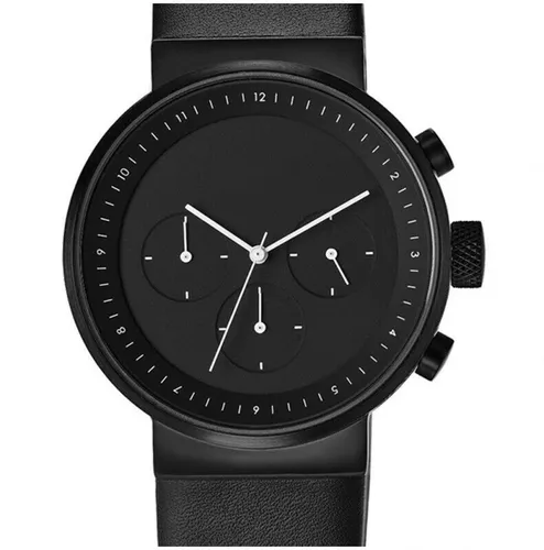 Projects Watches Kiura Schwarz Quarz Chronograph Leder Stahl Unisex Uhr