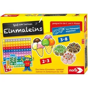 Noris 606076342 - Spaß am Lernen: Einmaleins Lernspiel für Kinder - Gesellschaftsspiel für 1-4 Spieler ab 7 Jahren, fördert spielerisch die Rechenfähigkeiten mit kindgerechten Lernkarten und Tafel.