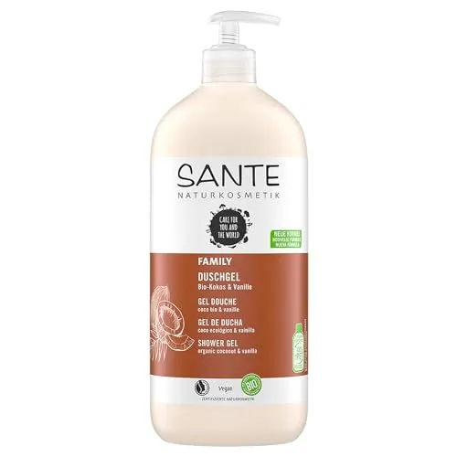 SANTE Naturkosmetik Pflegendes Duschgel mit exotischem Duft, Duschpflege für geschmeidige Haut in Familiengröße, Mit Bio-Kokosnuss und Bio-Aloe Vera, Family Duschgel , 1 x 950 ml