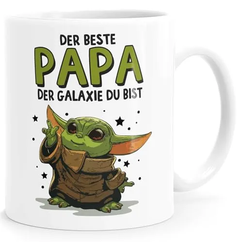 MoonWorks Tasse Kaffee-Tasse Papa Sprüche Geschenk Vatertag Lustig Motiv Baby-Yoda, Keramik