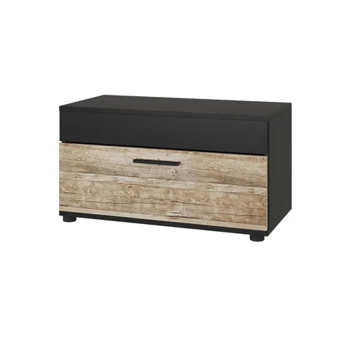 Vicco Bücherregal Berno, Schwarz/Sandeiche - Modern mit Klapptür - Bücherregal in Schwarz/Sandeiche, 70.8 x 38.9 cm, bietet funktionalen Stauraum und modernes Design für jedes Wohnzimmer.