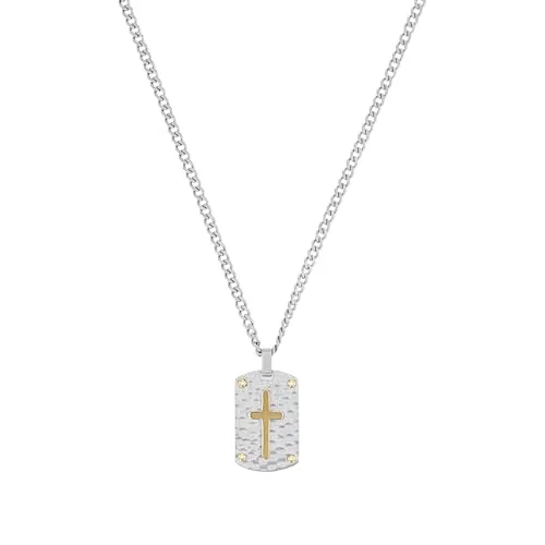 Amor Kette mit Anhänger Edelstahl Herren Halsschmuck, 50+5 cm, Silber, Kreuz, Kommt in Schmuck Geschenk Box, 2040350