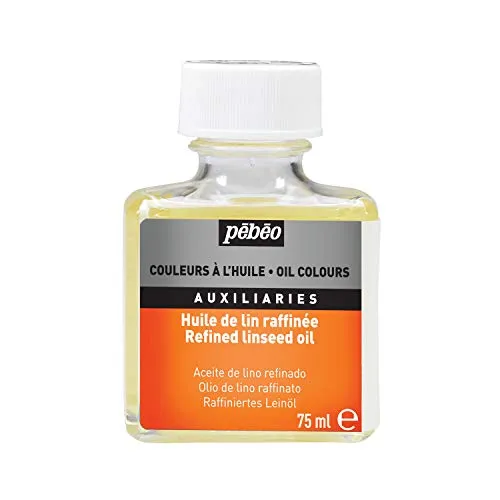 Pébéo - Raffiniertes Leinöl 75 ML - Modifikation der Malerei - Auf Leinbasis - Bindemittel für Ölgemälde - Verflüssigt die Farbe und erhöht den Glanz - 75 ml