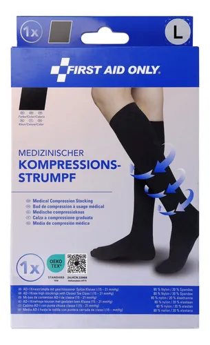 FIRST AID ONLY Kompressions-Strumpf kniehoch L schwarz