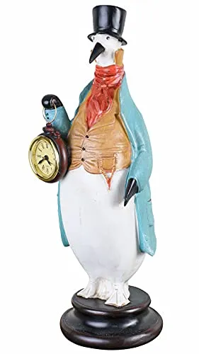 Tischuhr Pinguin Uhrenträger Tierfigur & Taschenuhr Bunt 36cm Vogel TVC078 Palazzo Exklusiv