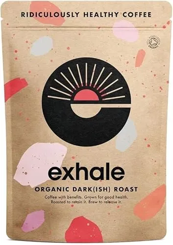 EXHALE Bio FEIN GEMAHLEN – Dunkel Gerösteter Kaffee – 450g Packung – Single Origin und 100% Arabica Bohnen – Für Moka, AeroPress und Filterkaffee