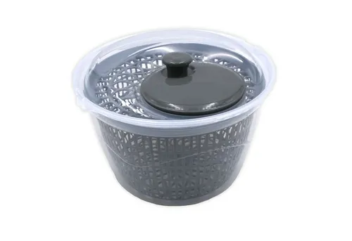 HAC24 Salatschleuder Salatschleuder 5 Liter Salattrockner Salatschüssel, Ø 25 cm mit Kurbel & Siebeinsatz