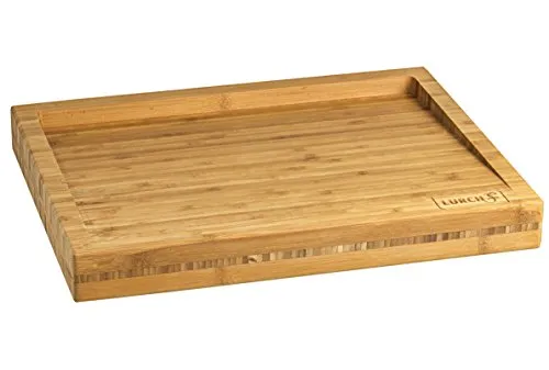LURCH 10913 Bambus Schneidbrett 40 x 30 cm - Hackbretter aus antibakteriellem, geöltem Bambus, beidseitig verwendbar und ideal für harte Kücheneinsätze. 2-mal härter als Buche, mit leichtem Gefälle für Flüssigkeiten.
