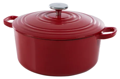 BK Bourgogne Bratpfanne Ø28 cm Chili Red - Robuste Gusseisen-Bratpfanne für alle Wärmequellen, ofenfest bis 230°C und spülmaschinenfest – ideal für schmackhafte Eintöpfe und als Blickfang auf dem Tisch.