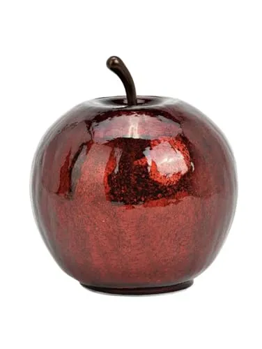 Seyila Home Dekorative Glas Apfel Leuchte mit LED Beleuchtung und Timer (unten), Crackle-Effekt Glas, Metallic, Weihnachtsdeko