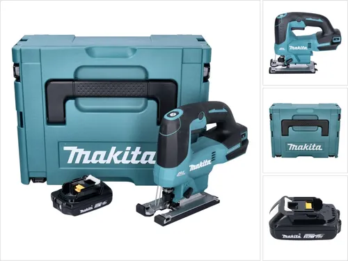 Makita DJV 184 A1J Akku Pendelhub Stichsäge 18 V - Sägen, leistungsstarke Akku Pendelhubstichsäge mit bürstenlosem Motor für längere Lebensdauer und präzise Schnitte, inklusive 2,0 Ah Akku und praktischen Makpac Koffer.