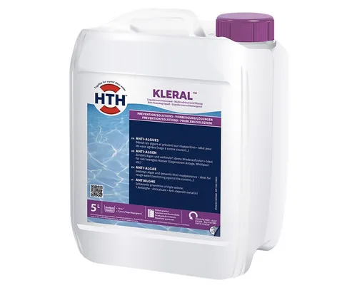 HTH Poolpflege KLERAL 5 Liter flüssig Algenschutzmittel - Poolzubehör, schaumfreies Algezid für präventiven Schutz gegen Algenwachstum und klare Wasserqualität.