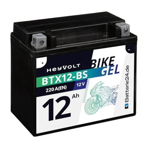 HeyVolt GEL Motorradbatterie 12V 12Ah