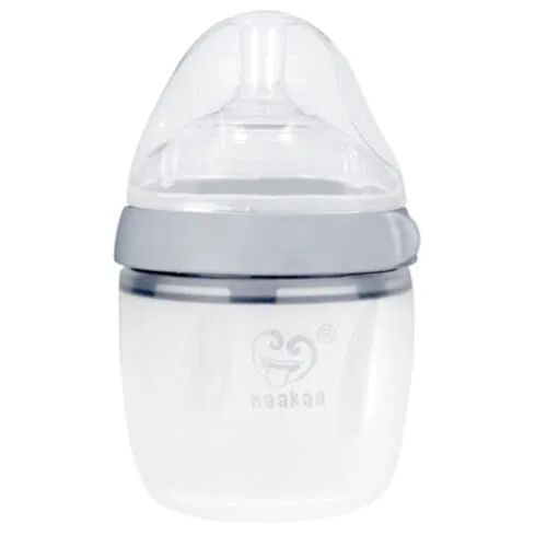 Haakaa Generation 3 Silikon Babyflasche, 160 ml Fassungsvermögen, grau