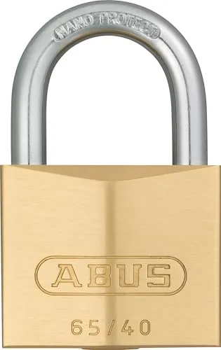 ABUS Vorhängeschloss Messing 65/40 - Kellerschloss, Spindschloss u. v. m.- Schlosskörper aus massivem Messing - gehärteter Stahlbügel - ABUS-Sicherheitslevel 5