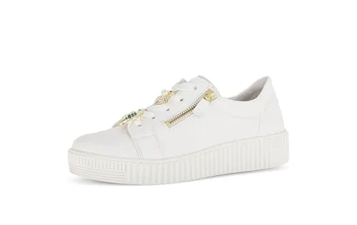 Gabor Leder-Sneakers in Weiß - 37,5 - Sneaker aus hochwertigem Glattleder mit Schnürung und seitlichem Reißverschluss für einfachen Einstieg. Ideal für stilvolle und bequeme Outfits.